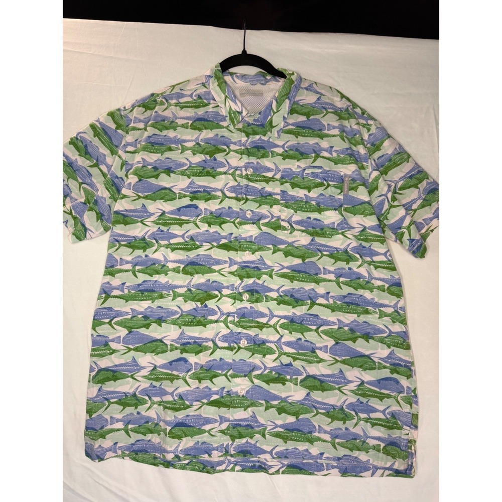 Columbia Performance Fishing Gear sz L shirt sleeve fish button up vents mesh‎